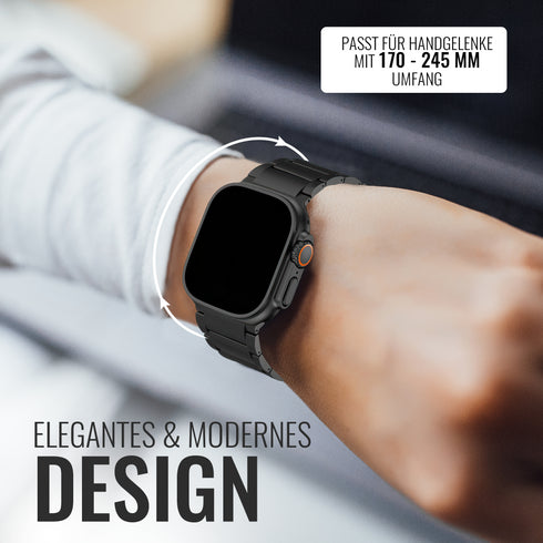 Premium Titan Armband Galaxy mit Sicherheitsschließe für alle Apple Watch Serien